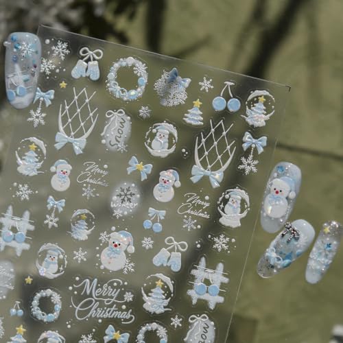 Image of Snowman Nail Stickers Decals Christmas Nail Art Stickers Winter Nail Decals