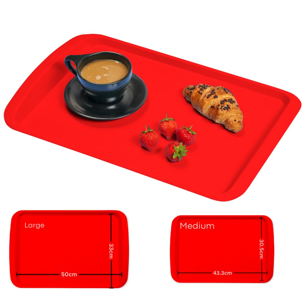 BuzzTrove - 1pc Serving Trays | Durable Plastic Tea Tray & Dinner Tray | Trays for Eating on Lap, Food Serving & Snacks | Dishwasher Safe, Stackable| 12-Month Guarantee | STMR — image 1