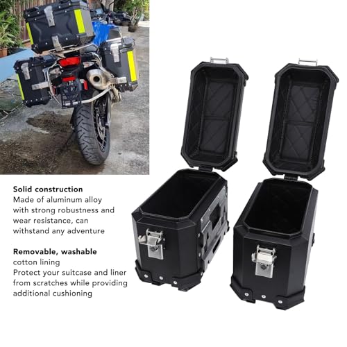 Alforja Lateral para Motocicleta de Aleación de Aluminio, Caja Dura con Cerradura de Seguridad y Asa para Casco, Capacidad 18 L (Negro) miniatura 7