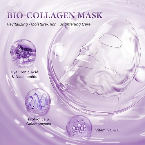Image of Zilka Bio Collagen Korean Face Mask (Pack of 1) - Niacinamide, Hyaluronic Acid & Fast Absorbing Collagen | Overnight Hydrating Face Mask for Glass Skin | Anti-Aging, Firming, Reduces Fine Lines & Wrinkles | Korean Skincare