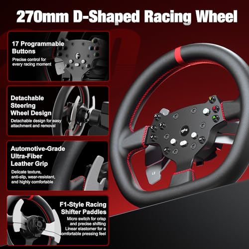 Image of PXN Direct Drive Gaming Steering Wheel, V10 Ultra Racing Wheel with 3.2Nm Real Force Feedback, Adjustable Throttle&Brake Pedals, 4 Paddle Shifters - for PC, PS4, Xbox One, Xbox Series X|S