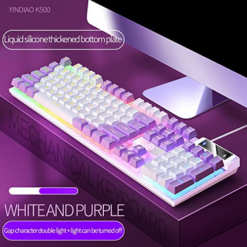 Clavier gaming mécanique PC rétroéclairé USB RGB blanc violet - 3
