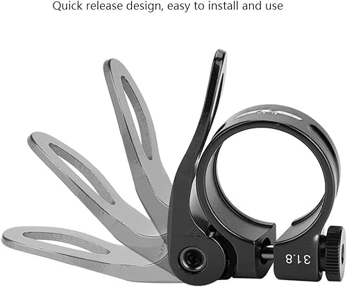 Miniatura 2 de Abrazadera de poste, Clip de tubo de abrazadera de liberación rápida de aleación de aluminio para bicicleta de asiento de 27.21.126 in (negro)