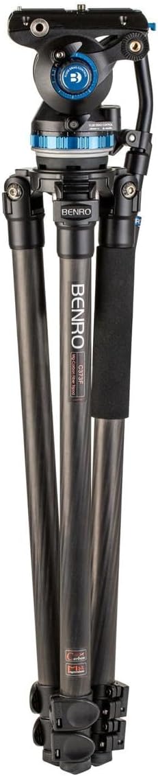 Benro Carbon-Fiber Video Tripod Kit with S8 PRO Fluid Head – 75 mm Bowl, 3-Section Legs, 17.6 lb Payload (C373FBS8PRO)