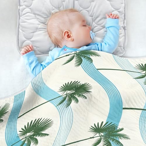 Couverture Minky palmier pour poussette et balades d'été de bébé