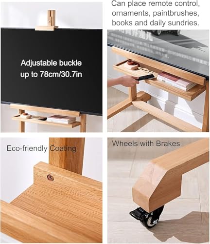 Soporte móvil de piso para TV de madera maciza con estante miniatura 4