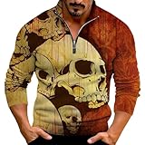Photo Gallery camicie di halloween da uomo felpa con stampa teschio 3d a maniche lunghe 1/4 con cerniera pullover top 2025 autunno camicia con colletto rialzato, arancione, m Photo Gallery camicie di halloween da uomo felpa con stampa teschio 3d a maniche lunghe 1/4 con cerniera pullover top 2025 autunno camicia con colletto rialzato, arancione, m