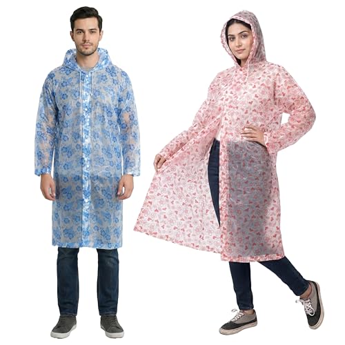 Image of Allextreme EVA Waterproof Unisex Rain Coat Hooded Full Sleeves Outdoor Men, Women, Boys & Girls Rainwear Poncho Raincoat for Camping, Hiking & Travelling (Random Color & Design)