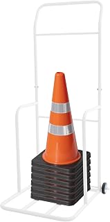 DYRABREST Traffic Cone Storage Cart, Heavy Duty Traffic Cone Holder Organizer with Wheels Transport Rolling Cart for Parking Lot, School, Construction Site (White)