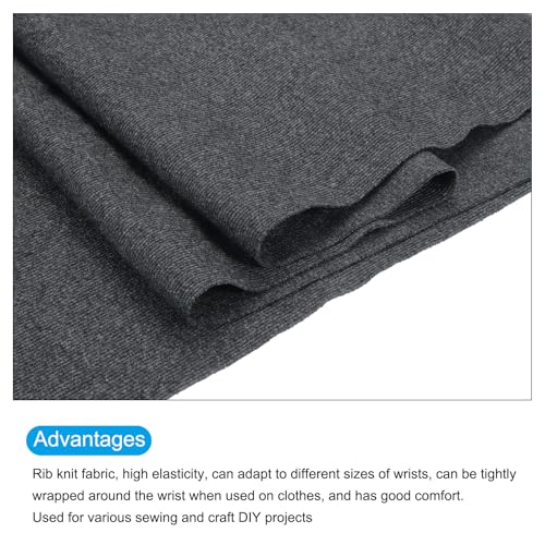 Image of MECCANIXITY 39 inch Elastic Cuffs Ribbed Trims Cotton Fabric Knit Rib Stretch Tape Cuff Sleeve Waistband for Sewing, 24 inch Wide Dark Gray