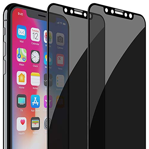 FlexGear Privacy Screen Protector for iPhone X Xs [Full Coverage] Tempered Glass (2-Pack)