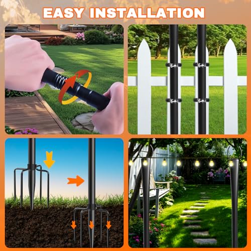 Solución para colgar luces exteriores con postes de 10 pies 6