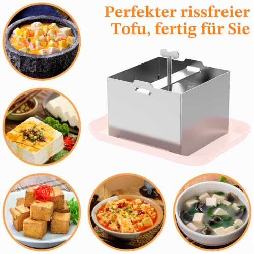 Foto von Tofupresse aus 304 Edelstahl Einstellbarem mit Auffangschale (500g)