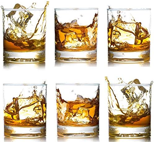 Farielyn-X Whiskey Glasses-Premium 12 OZ Scotch Glasses Set of 6 /Old Fashioned Whiskey Glasses/Great Gift for Scotch Lovers/Style Glassware for Bourbon/Rum glasses/Bar Tumbler Whiskey Glasses, Clear
