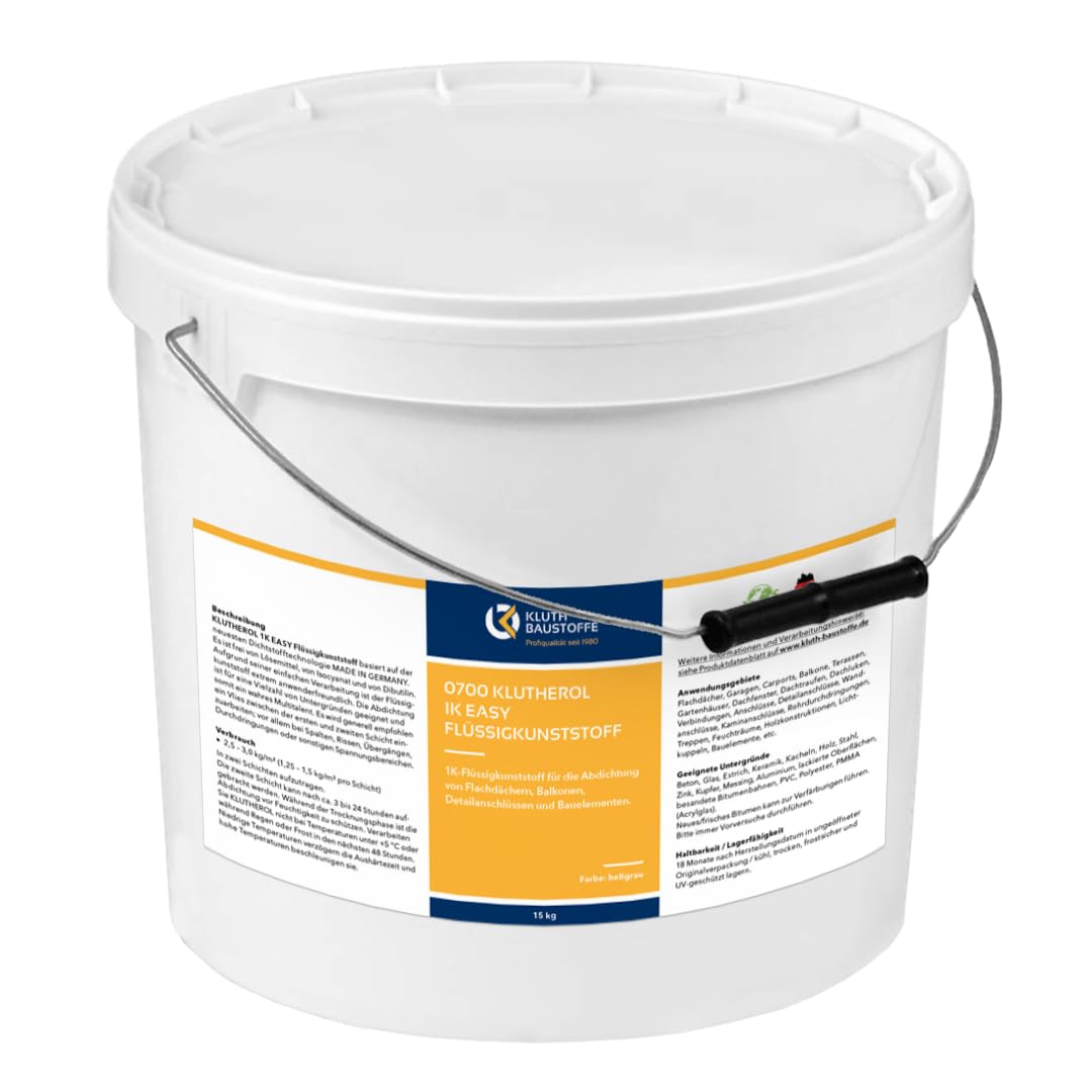 Flüssigkunststoff 1K KLUTHEROL Easy Abdichtung - 4KG zur Abdichtung von Flachdächer, Balkone, Detailanschlüsse und Bauelemente