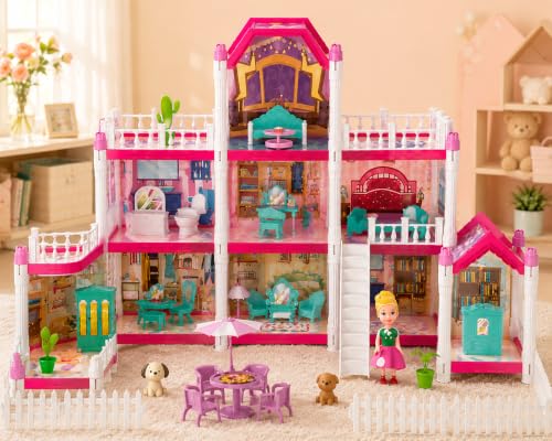 Image of Beautiful Home Doll House for Girls, 4 Floor DIY Dream House Playset