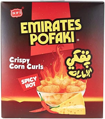 Emirates Pofaki Spicy Hot Cheese Crispy Corn Curls 25 X 15 Gm