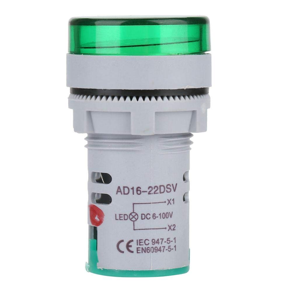 Volt¨ªmetro de se?al LED digital luminoso LED indicador de voltaje digital metro de voltaje, comprobador de l¨¢mpara redondo (Green)