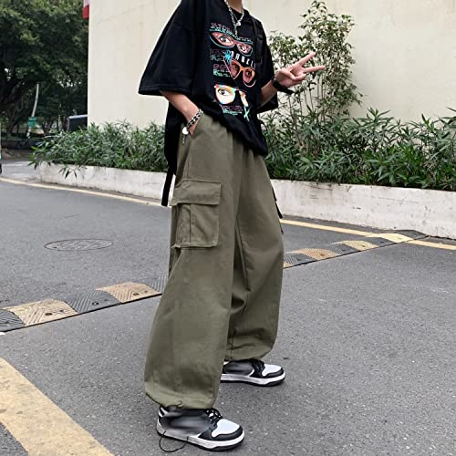 Women Cargo Pants Y2K Baggy Streetwear Cotton Loose Fit With Pocket Wide Leg (K58 Army Green,Xl) #TOP3