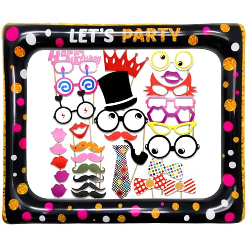 32Stück Aufblasbarer Fotorahmen und Fotorequisiten Fotoaccessoires,Photo Booth Requisiten,Party-Requisiten,Lustige Party-Fotorequisiten, Zubehör für Fotoshootings, Requisiten zum Verkleiden