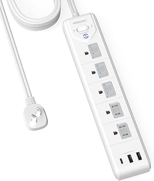 2 Prong Power Strip, WRXDMC 2 Prong to 3 Prong Outlet Adapter, 10ft Cord