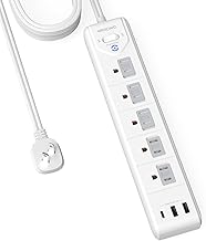 2 Prong to 3 Prong Outlet Adapter, WRXDMC 2 Prong Power Strip, 10ft Long Extension Cord with Polarized Plug, 1680J Surge Protector, 5 AC Outlets & 3 USB, Wall Mountable, Ideal for Non-Grounded Outlets