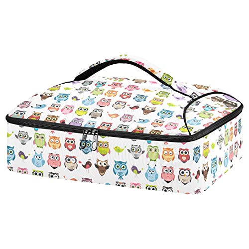 Alaza Insulated Casserole Carrier, Set Of Color Cartoon Owls And Birds Lunch Bag For Potluck Parties, Picnic And Cookouts #TOP25