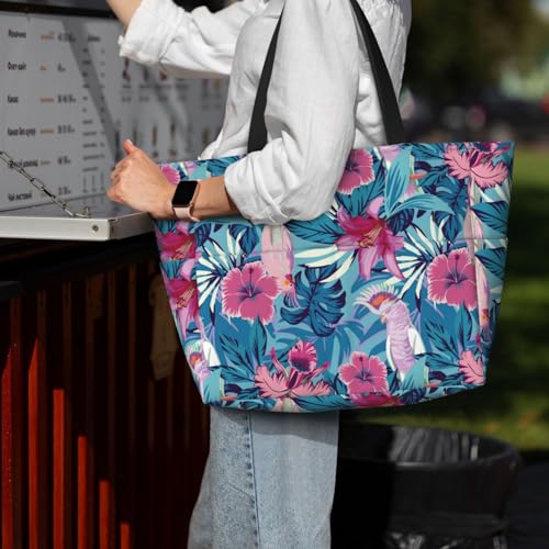 VOSERY Large Beach Bags Waterproof Sandproof - Cute Parrot No.20114 Cute Beach Tote Bags for Women with Zipper4