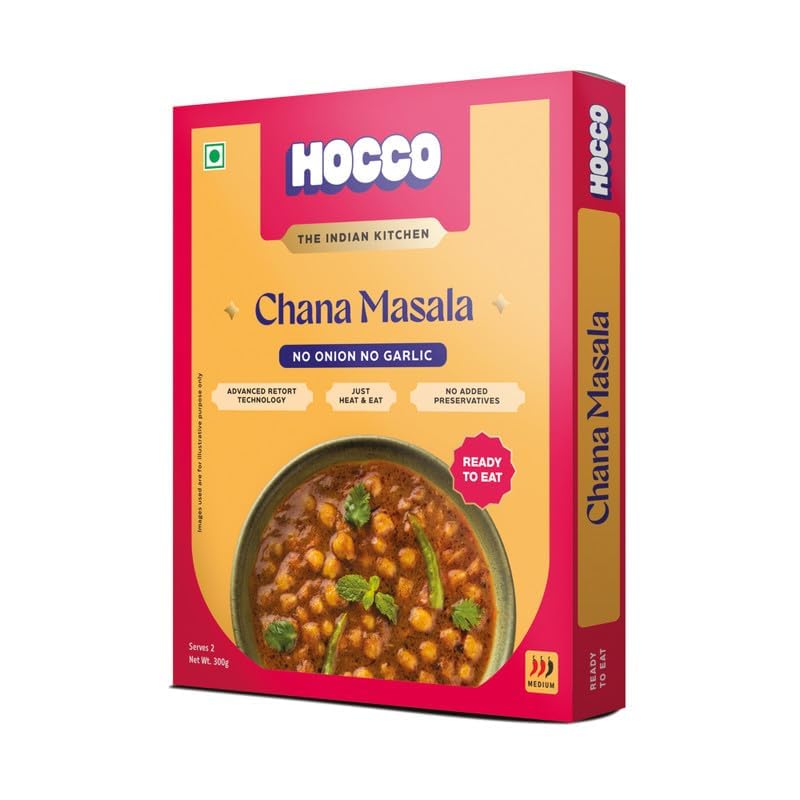 Image of Hocco Chana Masala Ready To Eat | Just Heat And Eat | Pure Veg Indian Food | No Added Preservative & Colours | Meal Ready In 5 Minutes | Microwave-Able Serves 2 300gm (Pack of 2)
