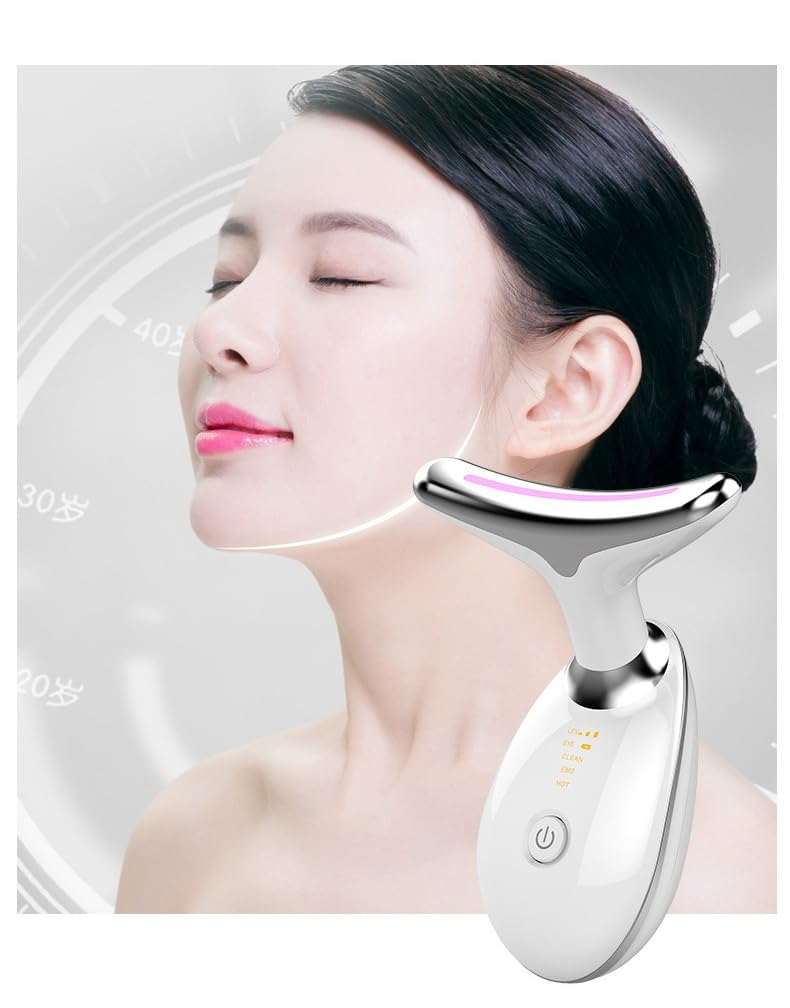 Skinova Beauty - Lumi Beauty 7 En 1 Appareil De Beauté Visage Anti-Âge, Chauffable 45°C Guasha Pour Visage Instrument, Double Menton Raffermissant et Liftant (Blanc)