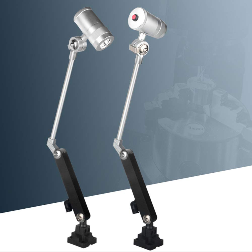 Wodoszczelna lampa robocza LED ze stopu aluminium, 7 W, 220 V, składana lampka, lampa narzędziowa ze stałym cokołem i przełącznikiem, do wszystkich stołów warsztatowych obrabiarek