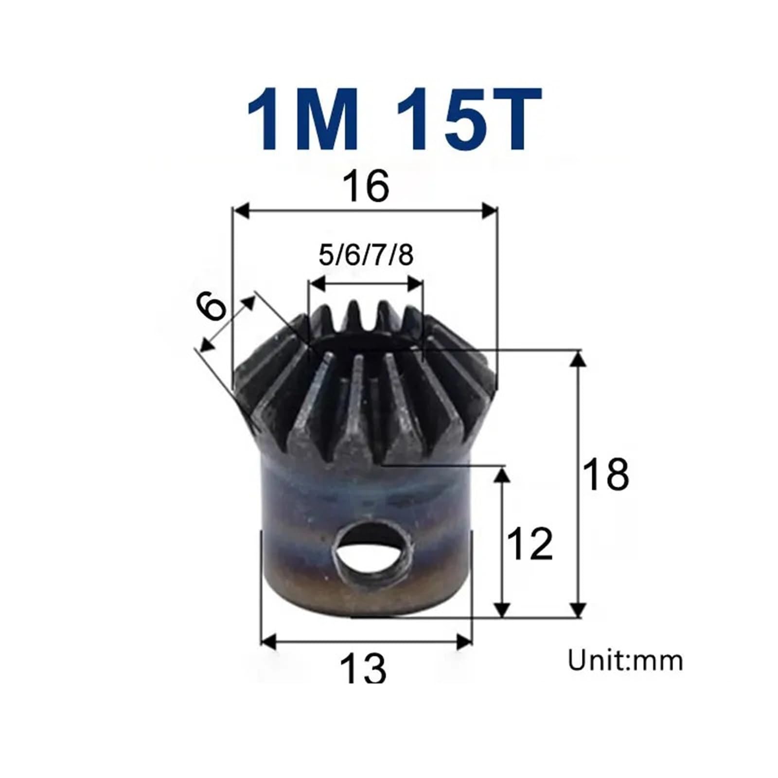 Ingranaggi conici da 15 denti 1M con foro interno 5 mm 6 mm 7 mm 8 mm in metallo 90 gradi 2 pezzi(7mm)