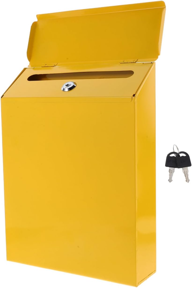 Wakauto Tin Locking Wall Mount Mailbox, Retro Rustic Mail Sorter Security Lock Drop Box with Key for Outside House Office Bussiness Commercial Apartments (American Style)