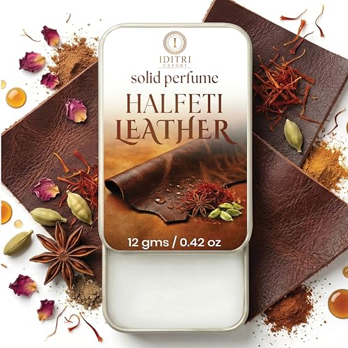 Image of IDITRI EXPORT Solid Perfume |Fleur&Halfeti leather Alcohol Free Wax Perfume Balm, Long Lasting | Pocket Tin 12g, Pack Of 2| Non Greasy Smooth Glide, Travel Friendly Unisex Gifts He Or Her