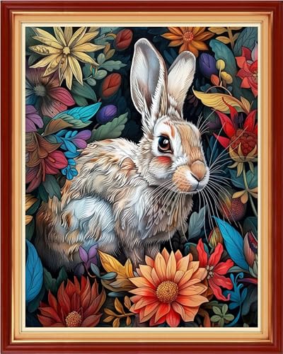 Image of Artvxeay Stamped Cross Stitch Kits - Embroidery Kits for Beginners Cross Stitch Kits for Adults 11 CT Printed Patterns Needlepoint Kits - (Lucky Rabbit 16x20 inch)