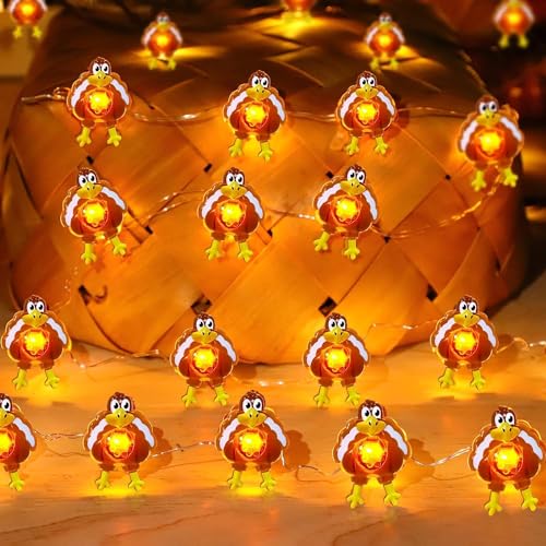 Turnmeon US1-TKL-32-1 10 Ft 30 Led Thanksgiving Turkey Lights Decorations Battery Operated Copper Wire Fairy String Lights Thanksgiving Lights Decoration Home Indoor Outdoor Party Autumn Harvest Decor thumb #1