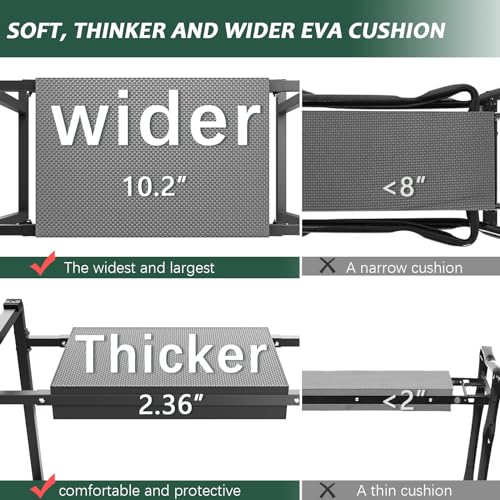 Image of Garden Kneeler and Seat, 10.2 inch Wider Heavy Duty Thick for Kneeling and Seat | Multifunctional Kneeler Bench, Gardening Gifts for Women, Seniors Grandparents, Black