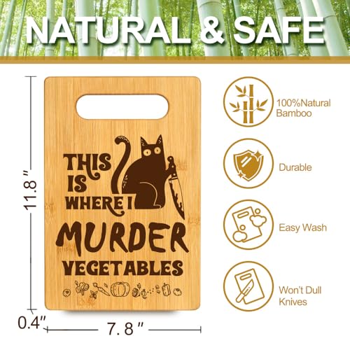 Tabla de cortar rectangular de bambú con diseño de gato miniatura 2