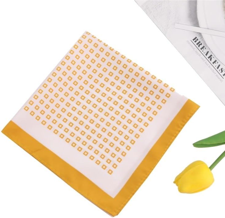 Men's Polyester Silk Small Checkered Print Suit Pocket Square Handkerchief Silk Men's Shirt Handkerchief