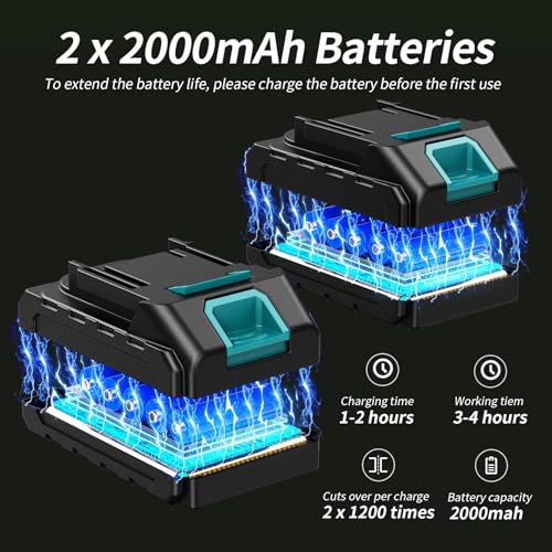 Miniatura 6 de Tijeras De Podar Eléctricas Con 2 Baterías 21v 2000mah, Motor Sin Escobillas, Pantalla Lcd Y Acero Sk5, Capacidad De Corte 30mm, Tijeras De Jardín Profesionales Para Podar Ramas Y Árboles
