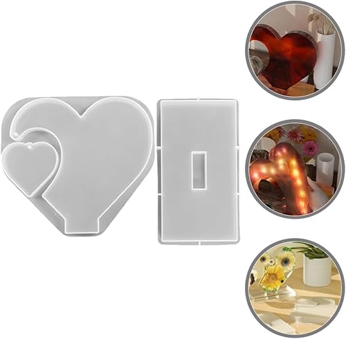 Miniatura 7 de EXCEART 1 juego de moldes de resina moldes de silicona corazón decoración corazón marco de imagen flexible molde de yeso molde para resina DIY