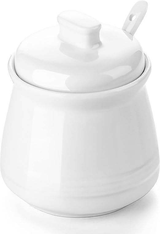 DOWAN Sugar Bowl with Lid and Spoon, 12 oz Ceramic Sugar