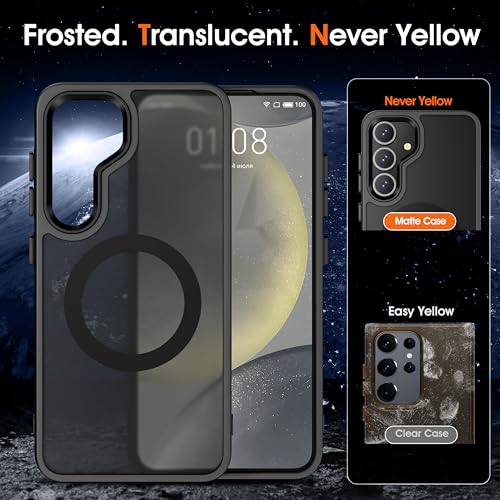 Image of Oterkin Magnetic for Samsung Galaxy S25 Plus Case Matte [Compatible with MagSafe][Frosted Translucent][Military Grade Protection][Shockproof Anti-Scratch] Slim Fit S25 Plus Phone Case (Black)