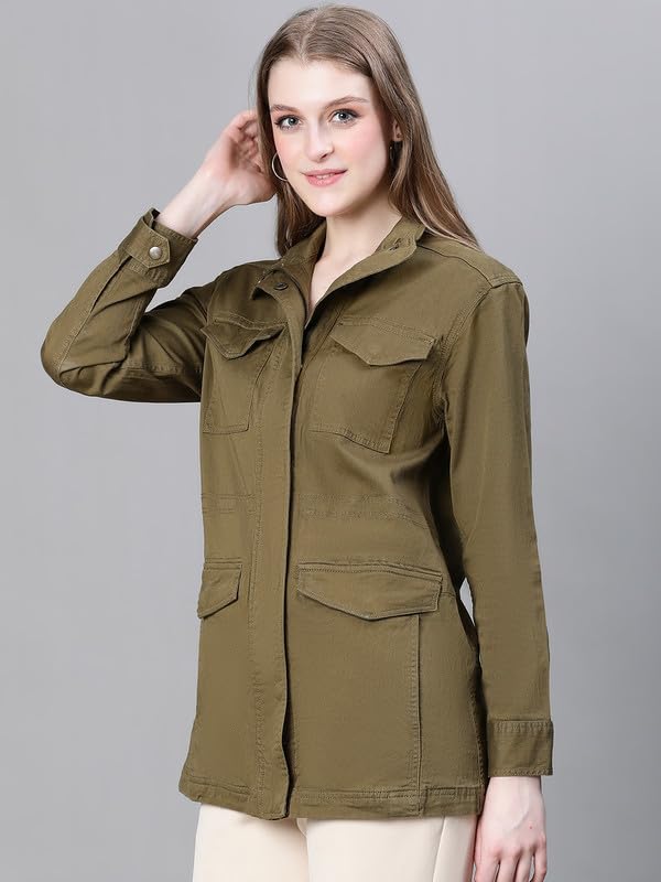 Image of oxolloxo Women Collared Snap Buttoned Long Sleeve Cotton Jacket