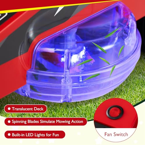 Costzon Ride on Lawn Mower for Kids, 12V Toddler Electric Car with 360° Twist and Turn, Dual Control Sticks, LED Lights, Outdoor Ride on Toy Gift for Boys & Girls Aged 3-8 (Red) - Image 3