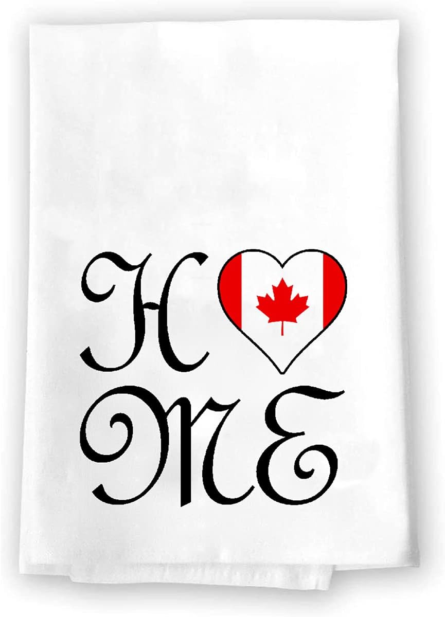 HOME Canadian Flag | Canada Home Decor | Maple Leaf | Decorative Kitchen and Bath Hand Towel | Christmas Present | Noel Gifts