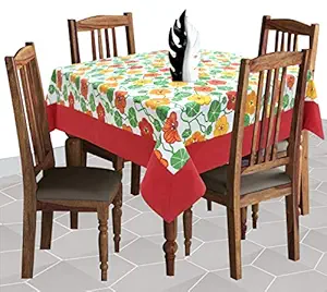 AIRWILL Cotton Floral Pattern 4 Seater Table Cloth Pack of 1 pc (Green)