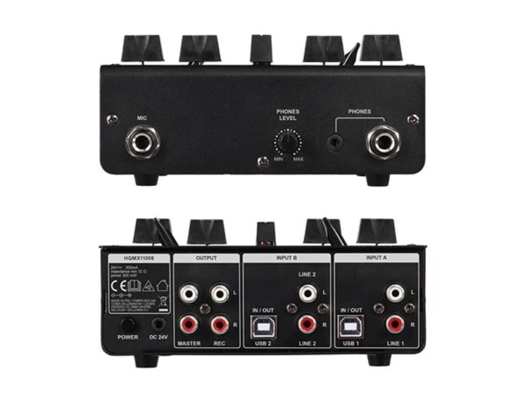 HQ-Power Mesa DE Mezclas DE 2 Canales con 2 ENTRADAS USB
