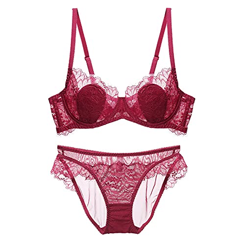 Soutien-gorge sexy non rembourré et sa culotte rouge pour sublimer vos journées en 85B