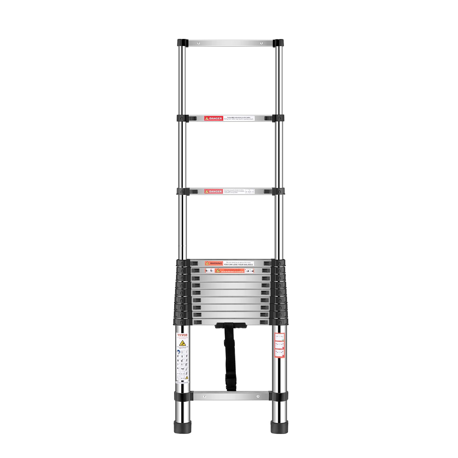 VEVOR Échelle Télescopique, 3740 mm, Escabeau Extensible en Acier Inoxydable, Capacité de Charge 170 kg, Échelle Portable Légère à Rétraction Multi-Boutons, pour Réparation de Maison, Camping-Car